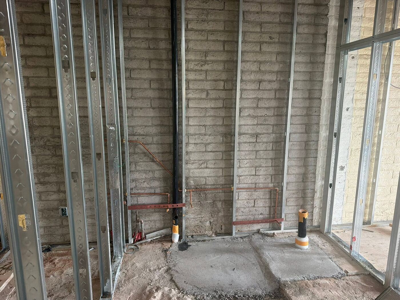 Commercial tenant improvement plumbing rough-in
