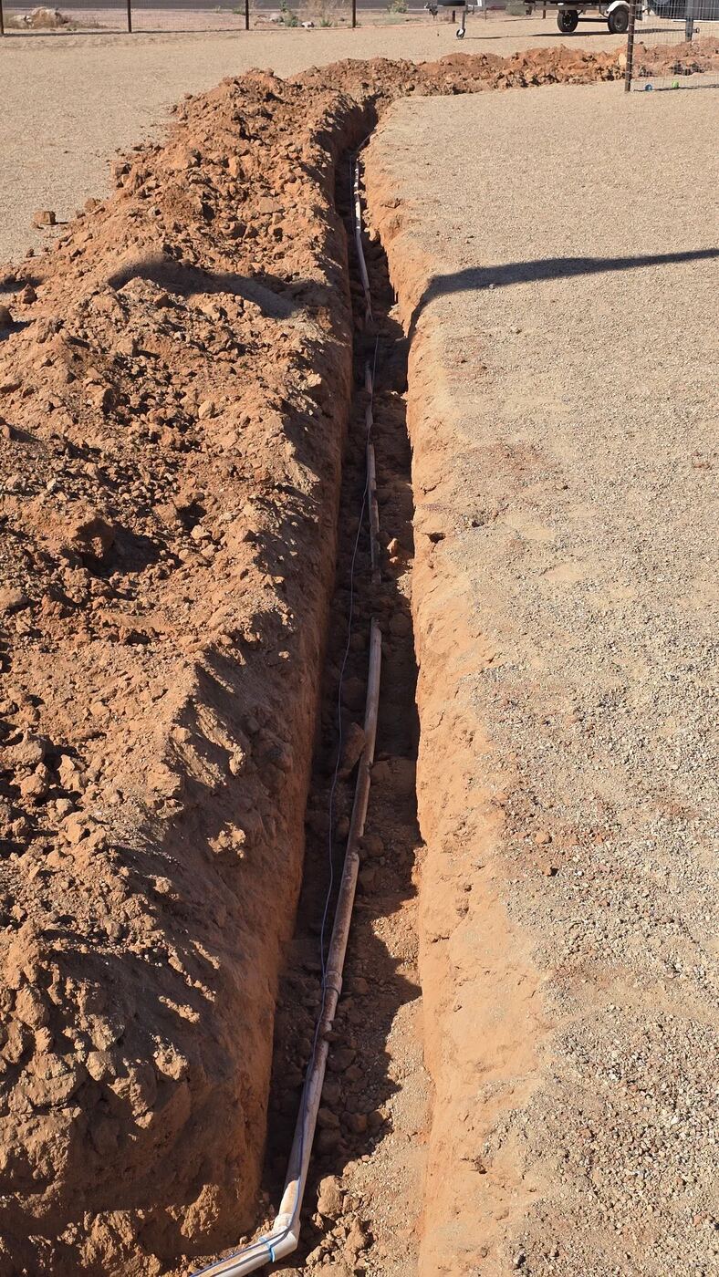 Long water line trench